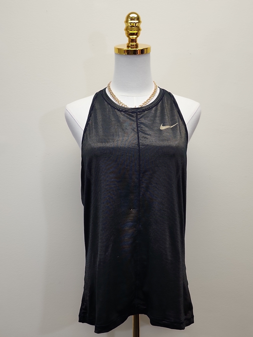 Nike Dri-FIT Black Striped Racerback Performance Tank Top Women's Large